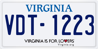 VA license plate VDT1223