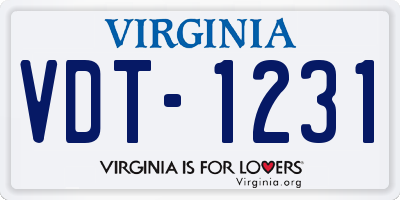 VA license plate VDT1231