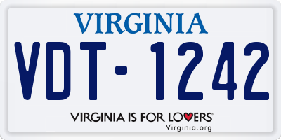 VA license plate VDT1242