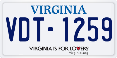 VA license plate VDT1259