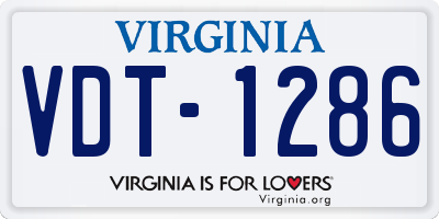 VA license plate VDT1286