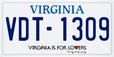 VA license plate VDT1309