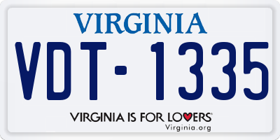 VA license plate VDT1335