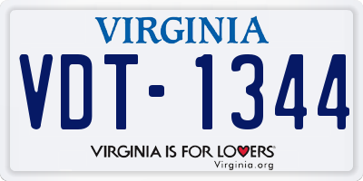VA license plate VDT1344