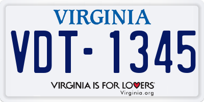 VA license plate VDT1345