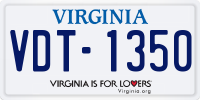 VA license plate VDT1350