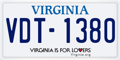 VA license plate VDT1380