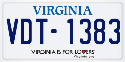 VA license plate VDT1383