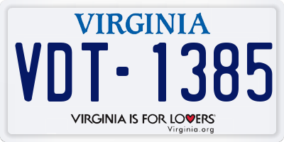 VA license plate VDT1385