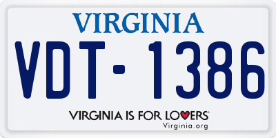 VA license plate VDT1386