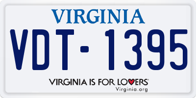 VA license plate VDT1395