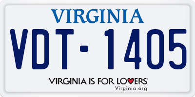 VA license plate VDT1405