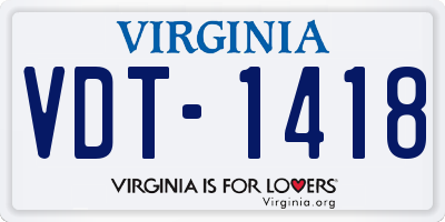 VA license plate VDT1418