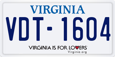 VA license plate VDT1604