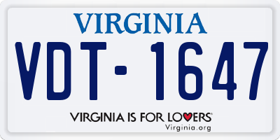 VA license plate VDT1647
