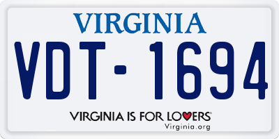 VA license plate VDT1694