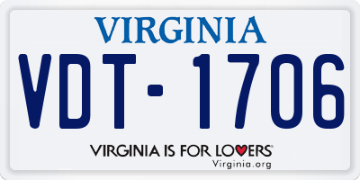 VA license plate VDT1706