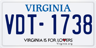 VA license plate VDT1738