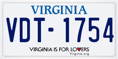 VA license plate VDT1754