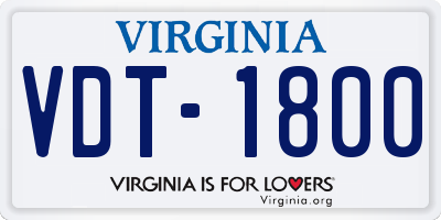 VA license plate VDT1800