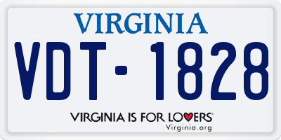 VA license plate VDT1828