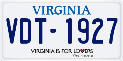 VA license plate VDT1927