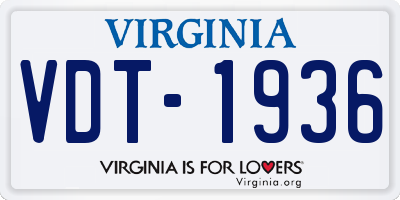 VA license plate VDT1936