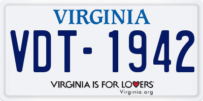 VA license plate VDT1942