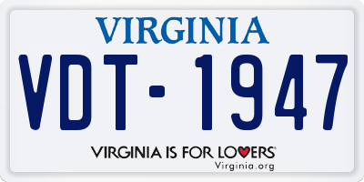 VA license plate VDT1947
