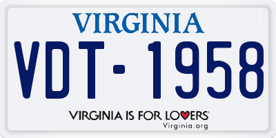 VA license plate VDT1958