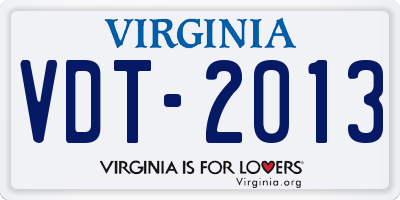 VA license plate VDT2013