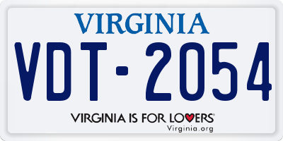 VA license plate VDT2054