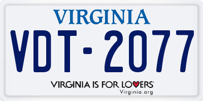 VA license plate VDT2077