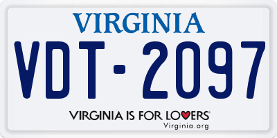 VA license plate VDT2097