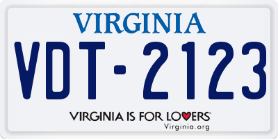 VA license plate VDT2123