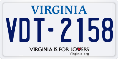 VA license plate VDT2158