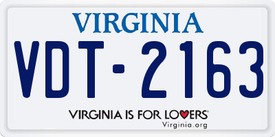 VA license plate VDT2163