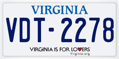 VA license plate VDT2278