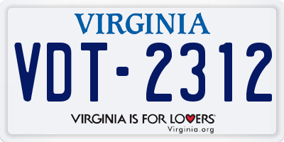 VA license plate VDT2312