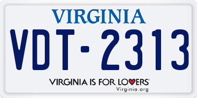VA license plate VDT2313