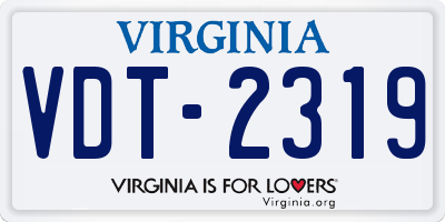 VA license plate VDT2319
