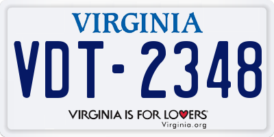 VA license plate VDT2348