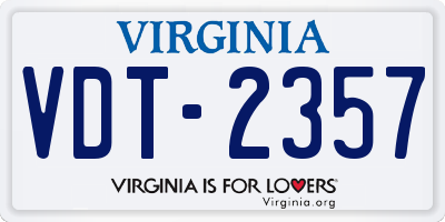 VA license plate VDT2357
