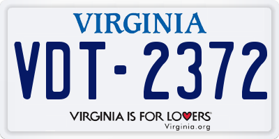 VA license plate VDT2372