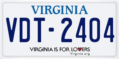 VA license plate VDT2404