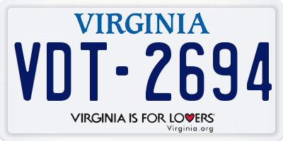 VA license plate VDT2694