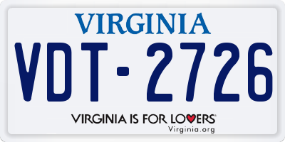 VA license plate VDT2726