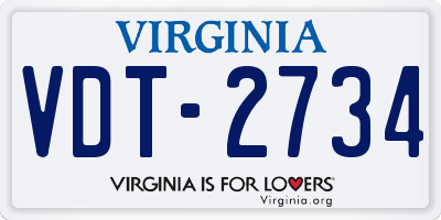 VA license plate VDT2734