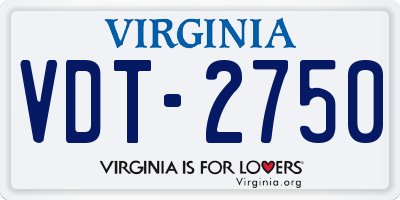 VA license plate VDT2750