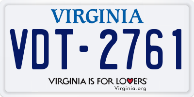 VA license plate VDT2761